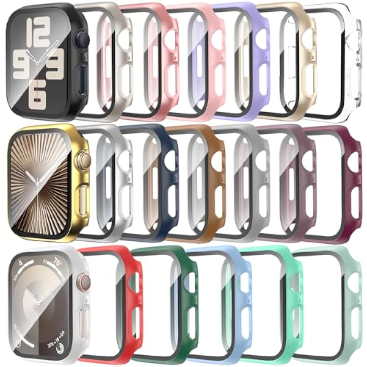 [20 Pack] Case For Apple Watch Se 3Rd/2Nd Gen Series 6/5/4/Se 40Mm With Tempered Glass Screen Protector, Ultra-Thin Scratch Resistant Full Protective Bumper Cover For Iwatch 40 Mm