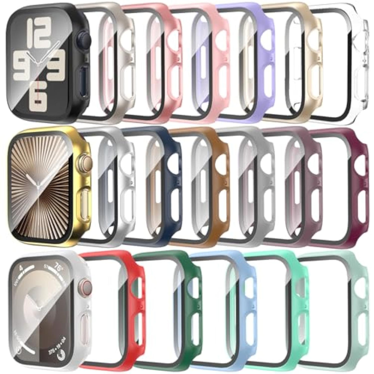 [20 Pack] Case For Apple Watch Se 3Rd/2Nd Gen Series 6/5/4/Se 40Mm With Tempered Glass Screen Protector, Ultra-Thin Scratch Resistant Full Protective Bumper Cover For Iwatch 40 Mm