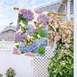 Spring Summer Hydrangea House Flag 28 X 40 Inch Double Sided Burlap Flower Green Leaf Farmhouse Large Yard Flag Summer Holiday Seasonal Outdoor Outside Decoration