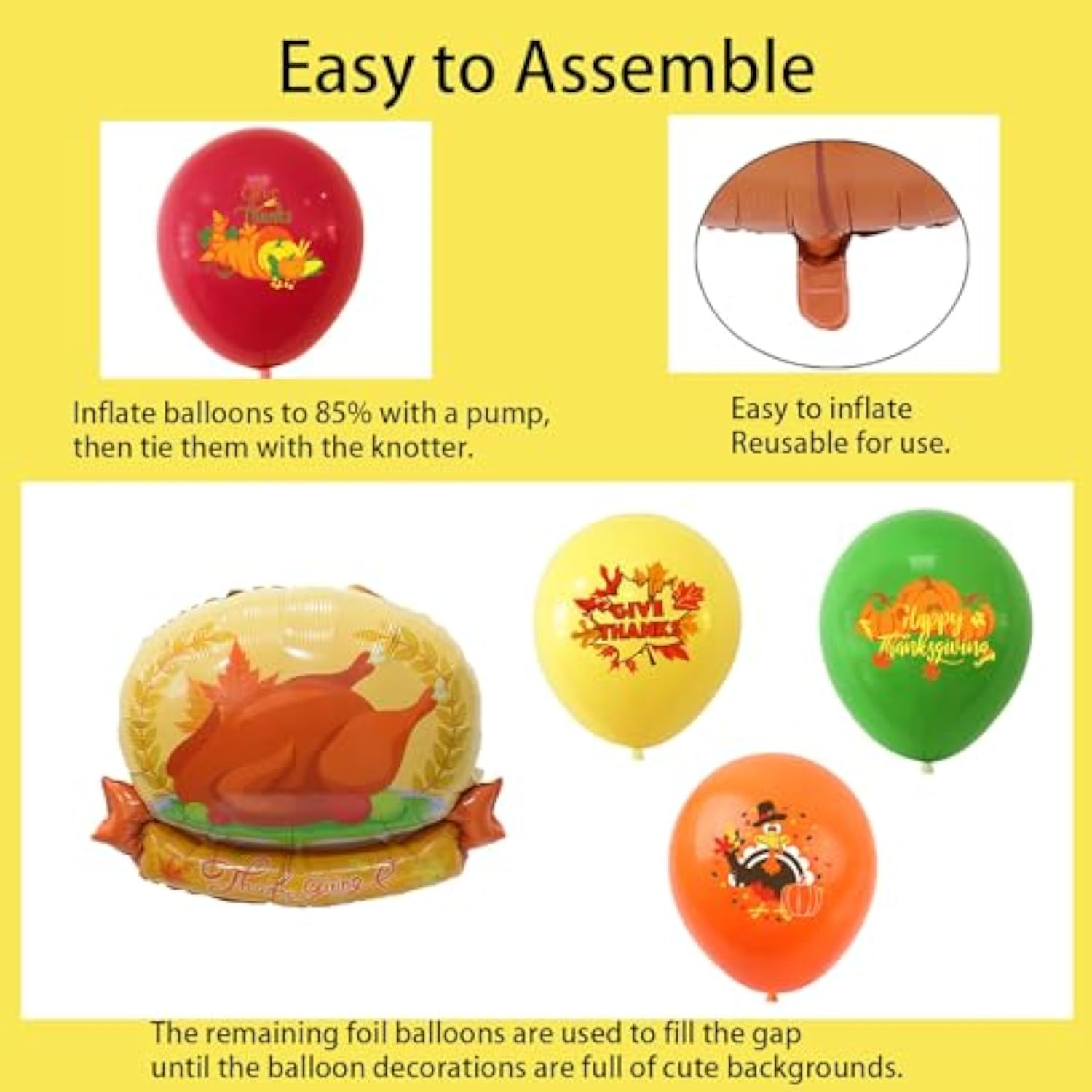 Thanksgiving Balloons 15Pcs Turkey Foil and Latex Balloons for Party Decor Birthday Harvest