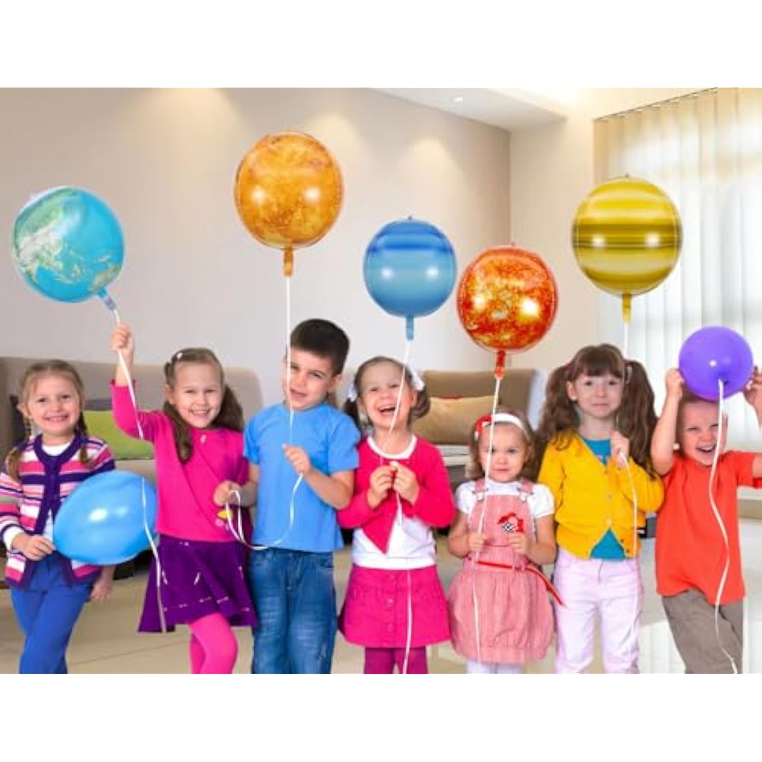 12Pcs 22Inch Solar System Balloon, 3D Helium Foil Planet, Moon, Earth, Sun, Mercury, Mars, Venus, Jupiter, Saturn, Uranus, Neptune Balloon For Space Birthday Party