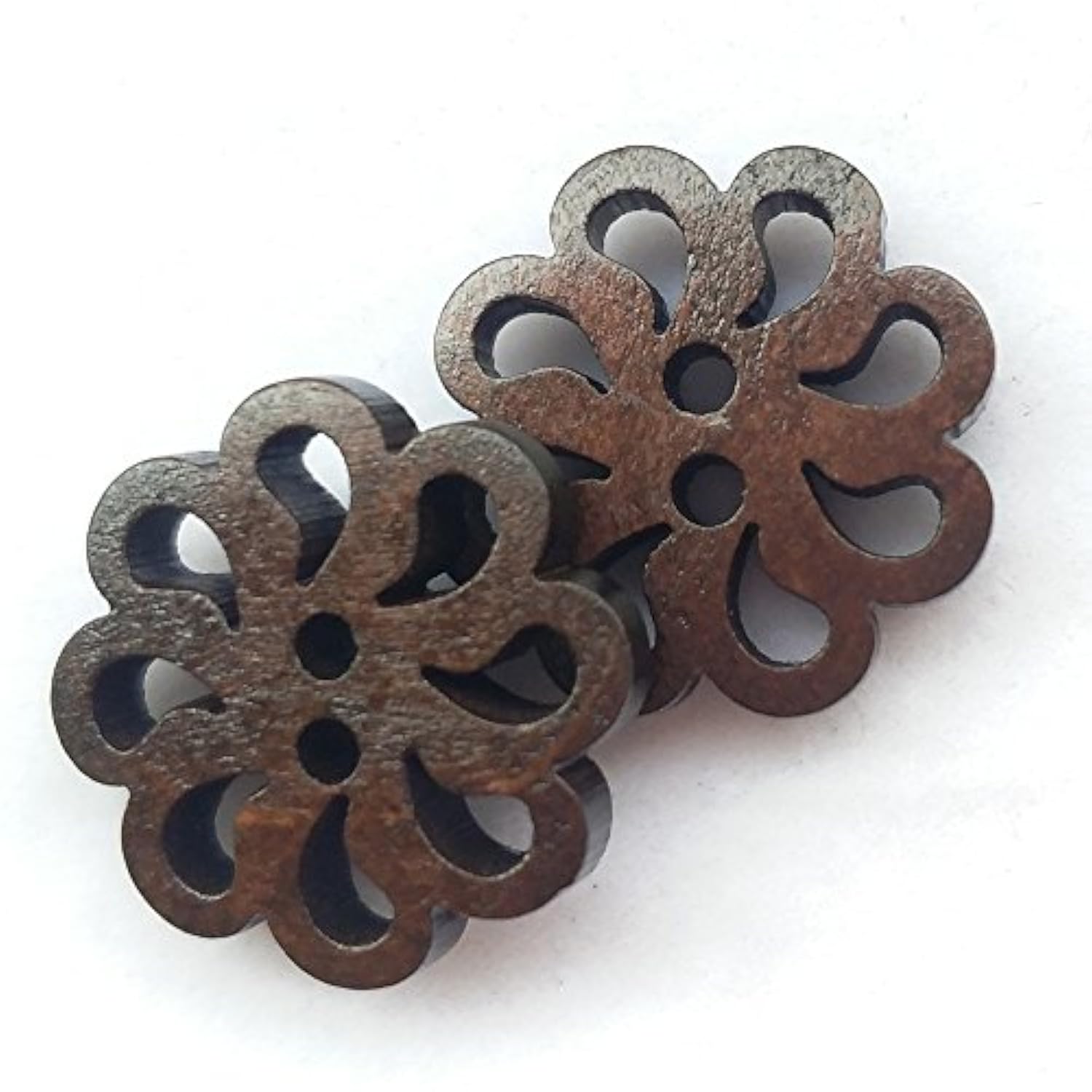 New Hollow Flower Wood Buttons 20Mm Sewing Craft Brown Wholesale 50Pcs
