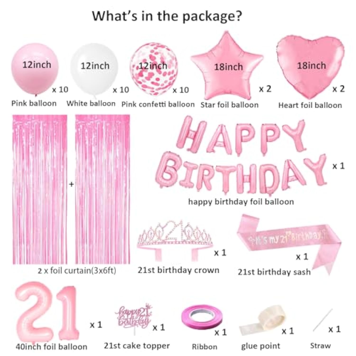 21St Birthday Decorations For Her - Rose Gold 21 Birthday Party Decor,