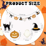 8.2Ft Halloween Wooden Garland with Cat, Ghost, Witch Hat & Pumpkin