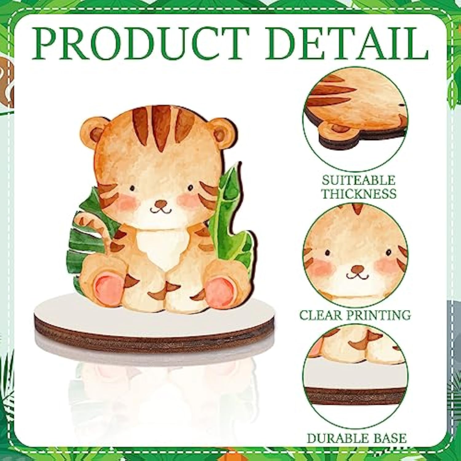 18 Pcs Jungle Animals Safari Baby Shower Decorations Wooden Jungle Par