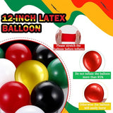 60 Pcs Red Black Green12 Inch Confetti Balloon Latex Balloons with Ribbon for Freedom Black History Month Decorations Birthday Party Favors Supplies