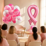 Breast Cancer Awareness Balloons – 38 Pcs Pink Ribbon Latex Foil Set
