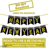 5 Pcs 2026 New Year Banner & Gold Balloons 10ft Party Set