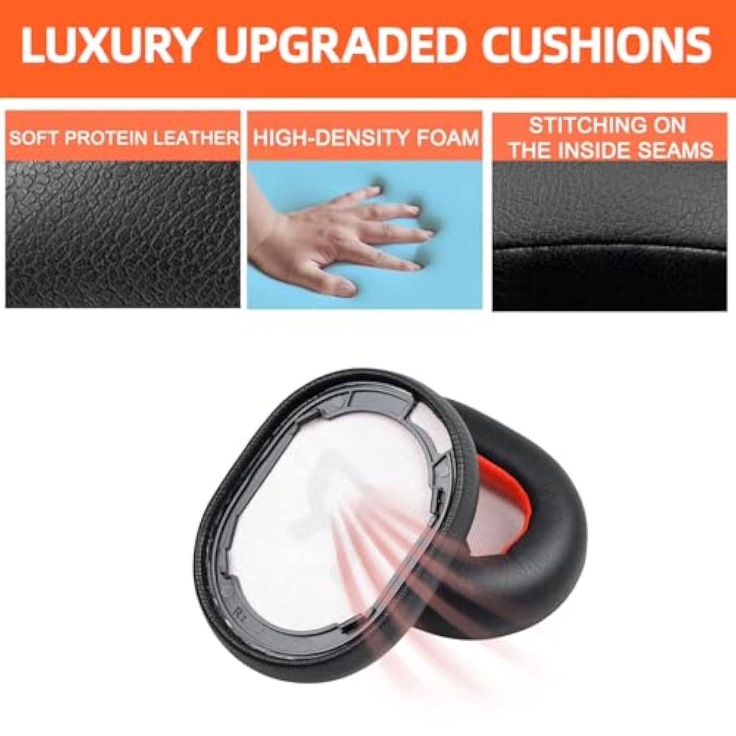 8200Uc Replacement Earpad For Plantronics Backbeat Pro 2/ Voyager 8200 Uc Wireless Headphones, Ear Cushions Cup Cover Earmuff Protein Leather Memory Foam, Repair Part Accessories