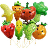 8 Pack Gaint Furit Vegetable Foil Balloons Cute Helium Mylar Strawberry Grape Banana Orange Corn Carrot Tomato Broccoli Balloons For Theme Birthday Party Decorations Supplies