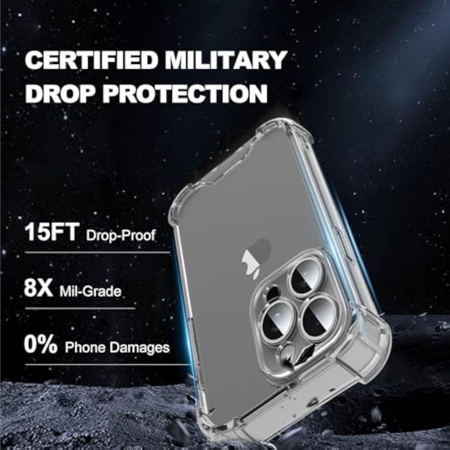 iPhone 15 Pro Max Clear Case 5-in-1 Lens Glass Screen Protector