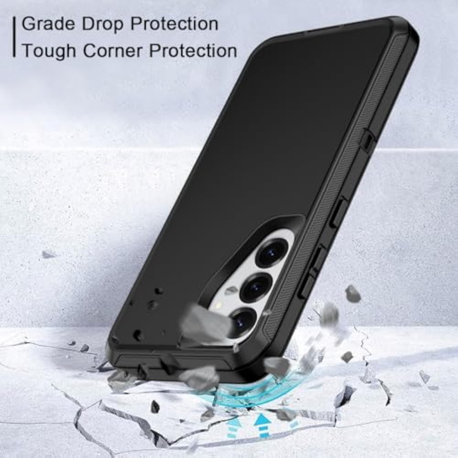 For Samsung Galaxy S25 Case Heavy Duty Protective Shockproof Dropproof 3-Layer Full Body Protection [Without Screen Protector] Tough Rugged Case For Galaxy S25,Black