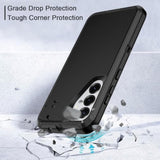 For Samsung Galaxy S25 Case Heavy Duty Protective Shockproof Dropproof 3-Layer Full Body Protection [Without Screen Protector] Tough Rugged Case For Galaxy S25,Black