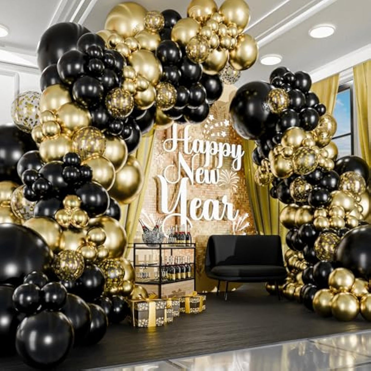 120Pcs – Black And Gold Balloon Garland Kit & Arch – Black Gold Balloo