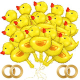 30 Pcs Duck Balloon Mini Duck Shape Foil Balloon With 4 Rolls Gold Ribbons For Birthday Baby Shower Party Decoration