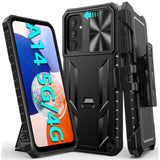 Case For Samsung Galaxy A14-5G: Military Grade Drop Proof Protection Rugged Protective A14 Cell Phone Cover With Belt Clip Holster Kickstand & Slide |Shockproof Tpu Matte Textured Tough -Black