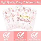 96-Pc Pink Rose Gold Birthday Tableware Set - Plates, Napkins & More for 24 Guests