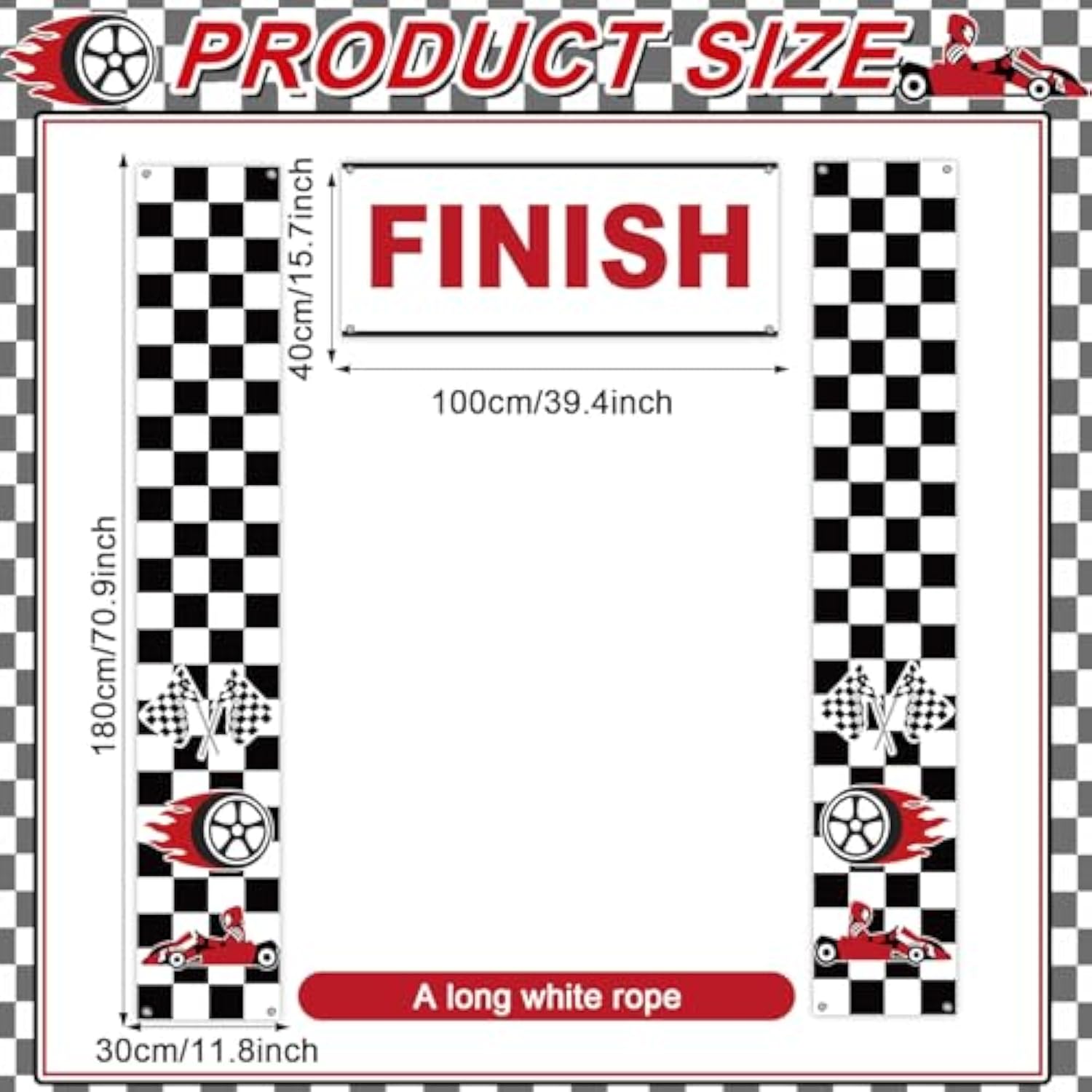 3 Pcs Race Car Birthday Party Decorations Checkered Flags Backdrop Racing Themed Photo Booth Props Let'S Go Racing Hanging Banner Background For Boys Fan Baby Shower One Happy Dude Party Supplies