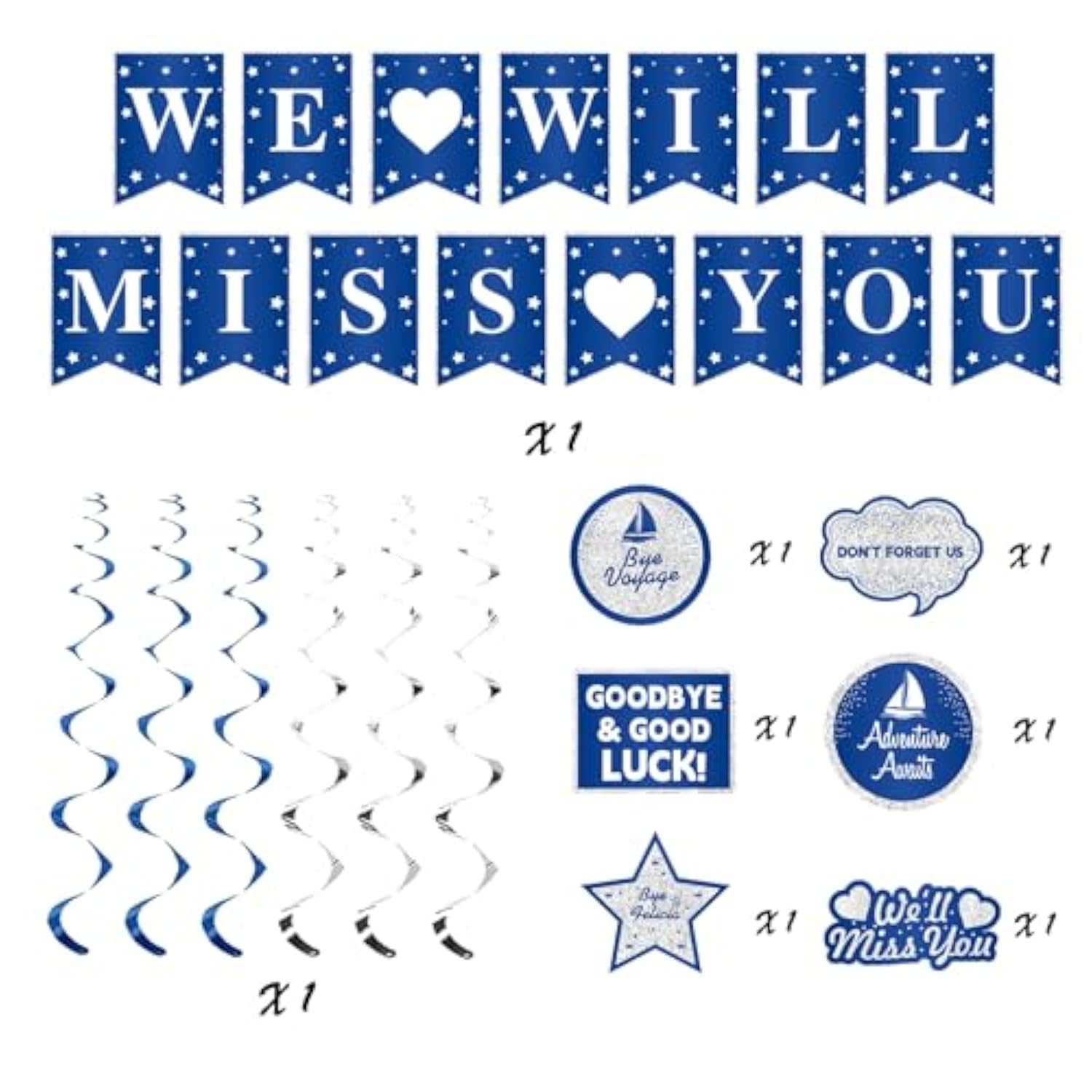 Blue Going Away Party Decorations We Will Miss You Banner for Farewell