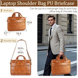 Faux Leather Messenger Bag For Men 15.6 Inch: Laptop Bag Briefcase Computer Handbags Shoulder Crossbody Bag With Padded Laptop Sleeve For Work College Travel, Pu Brown