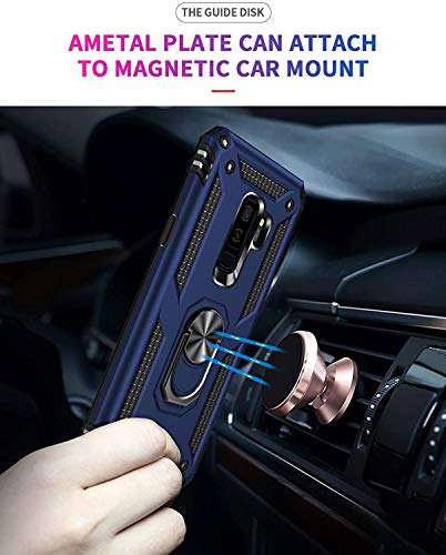 For  Galaxy S9 Plus Case (NOT Fit the Standard S9) with HD Screen Protectors, Military-Grade Metal Ring Holder Kickstand 15ft Drop Tested