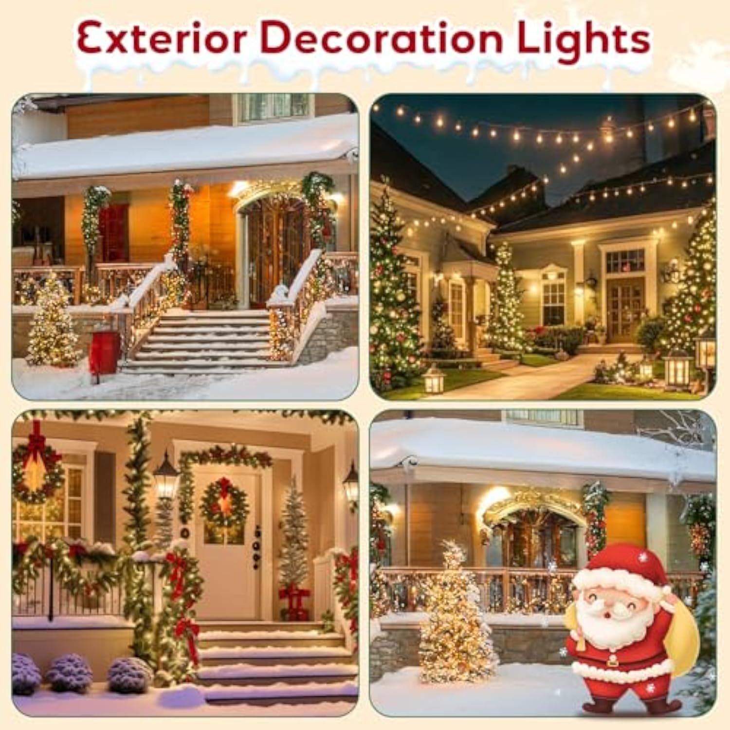 49Ft 1000Led Christmas Lights Outdoor, String Lights Indoor 8 Modes Waterproof Plug In Christmas Tree Light For Holiday, Warm White