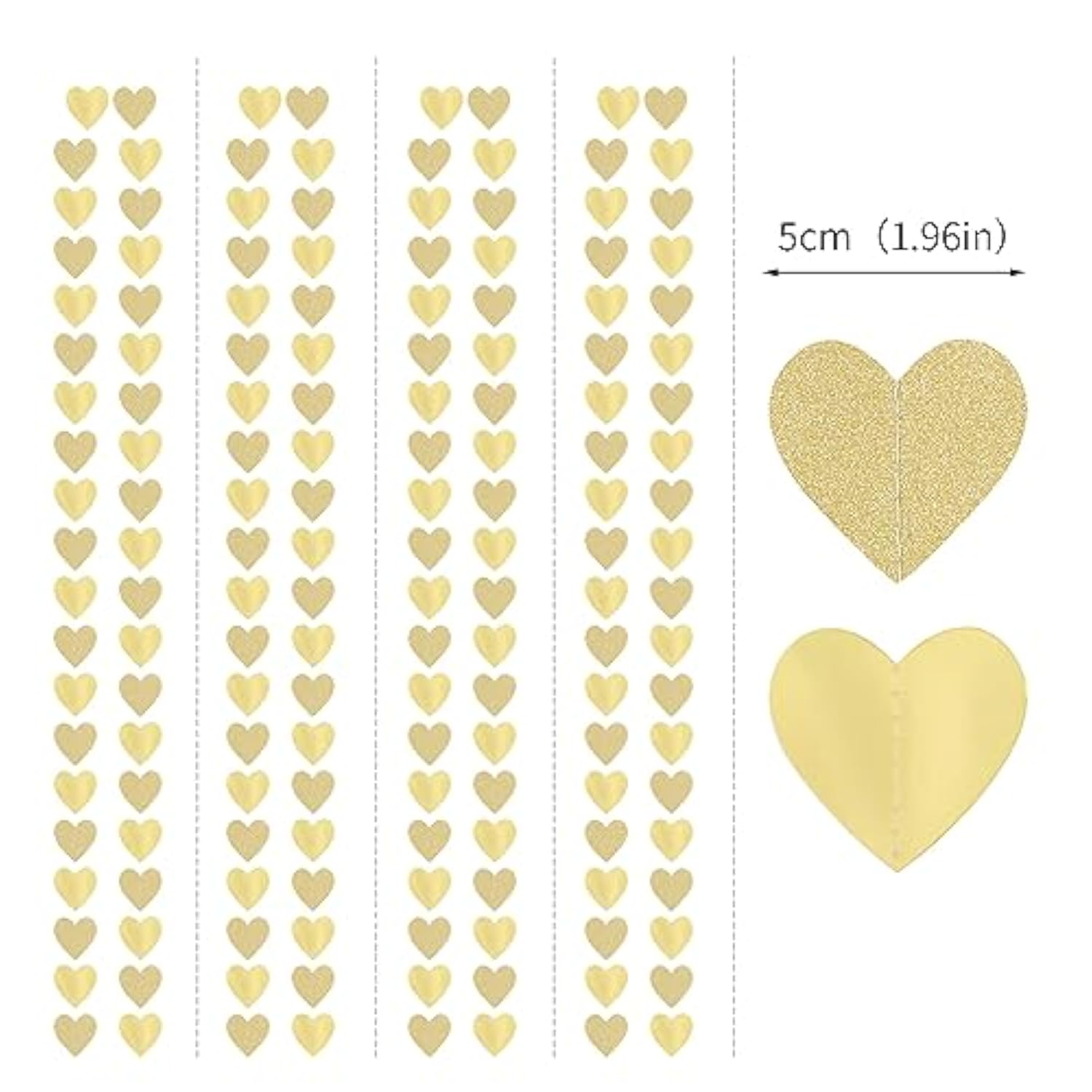 Glitter Champagne-Gold Engagement Party-Decorations Heart-Garland - 52Ft Hanging Streamers Banner,Anniversary Wedding Bachelorette Bridal Shower Birthday Christmas Housewarming Backdrop Decor