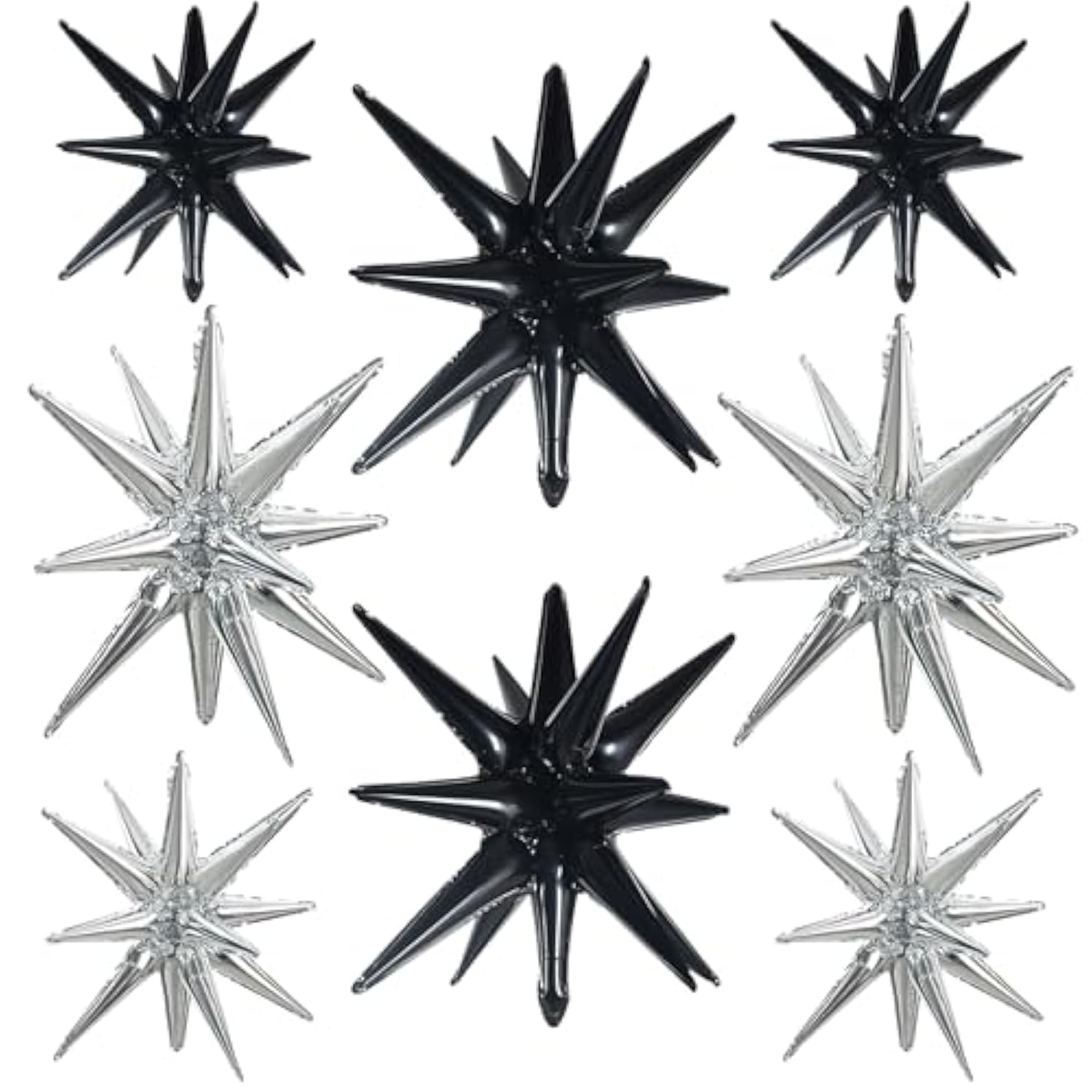 8pcs Black Silver Star Balloons Party Backdrop Decorations Photo Booth