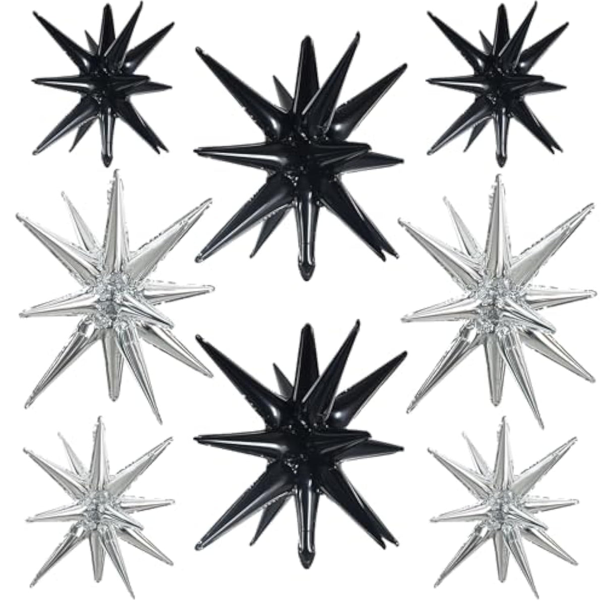 8pcs Black Silver Star Balloons Party Backdrop Decorations Photo Booth