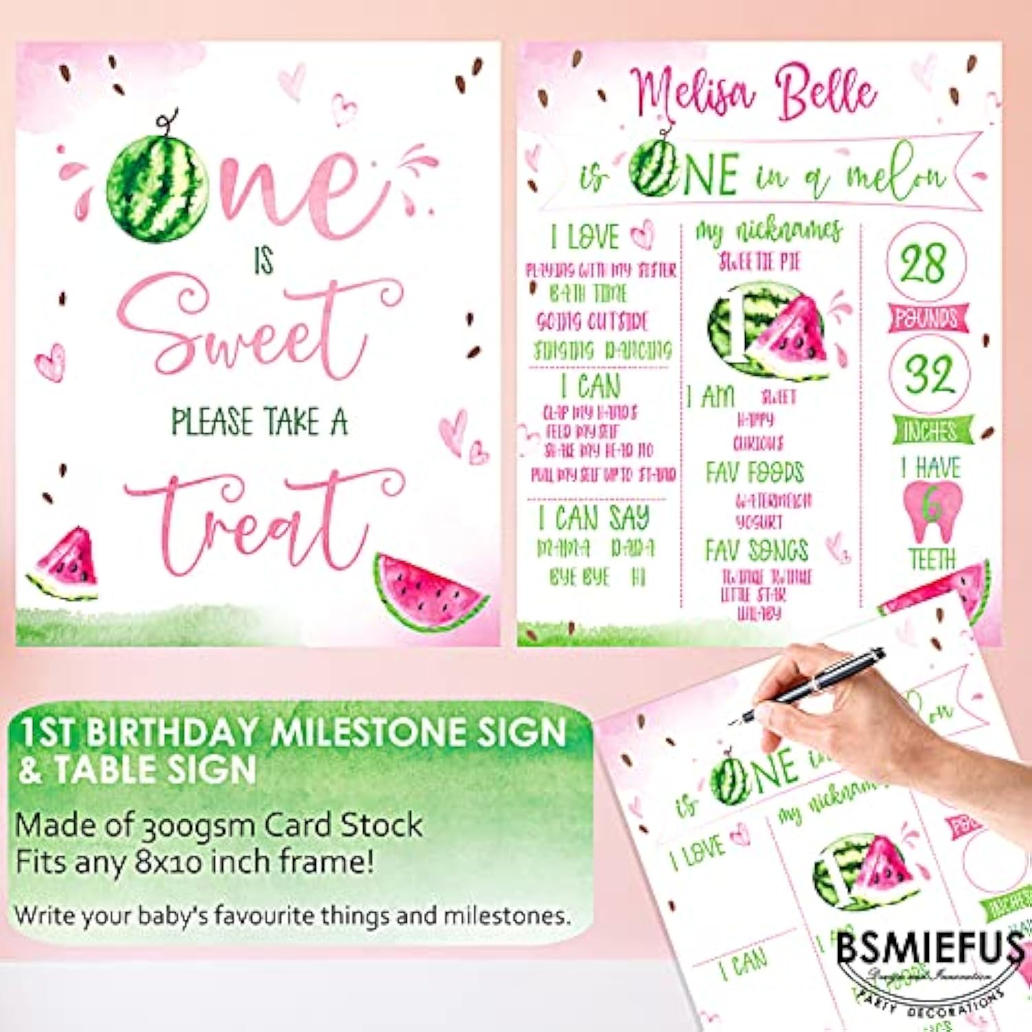 One In A Melon Party Decorations, Watermelon First Birthday Party Supp