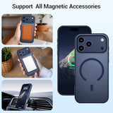 Magnetic iPhone 17 Pro Max Case Compatible with MagSafe Military Grade Drop Protection Slim Translucent Matte Shockproof Phone Cover Dark Blue
