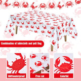 4 Pcs Crab Party Decorations 54 X 108 Inch Table Cloth And Banners For Crab Boil Party Supplies Crawfish Tablecover Summer Birthday Sea Food Decorations
