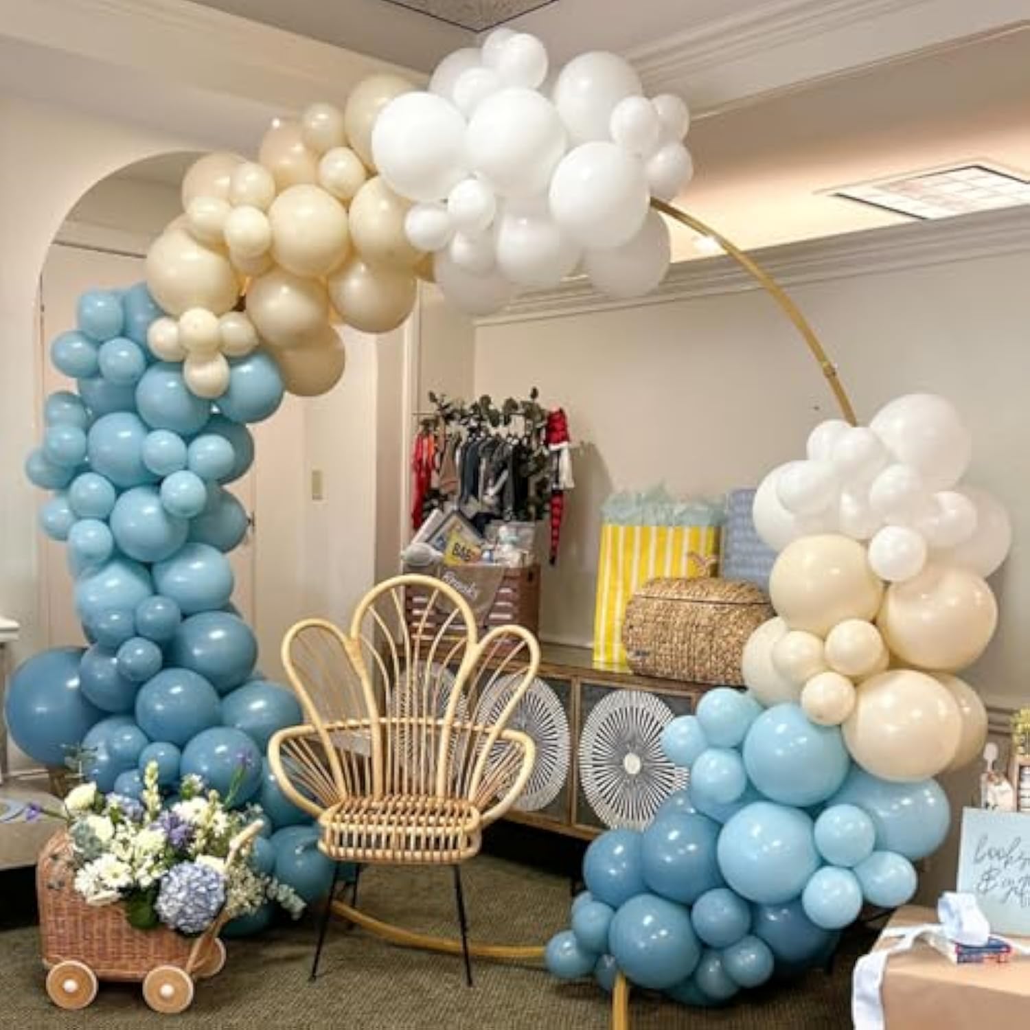 Dusty Blue, Slate & Sand White 12″ Balloons for Baby Shower & Party Décor