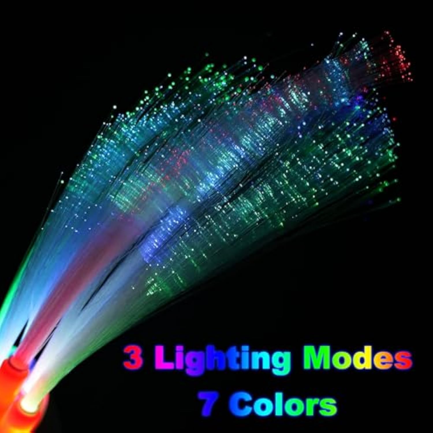 25-Pack Glow Fiber Wand Sticks with 3 Flashing Modes for Parties