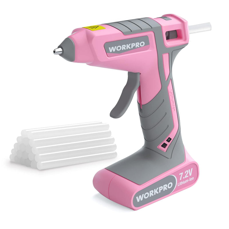 Pink Cordless Hot Melt Glue Gun, 7.2V Rechargeable Fast Preheating Glue Gun Ki