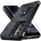 Samsung Galaxy A16 5G/4G Shockproof Case with Camera Cover Ring Stand Black