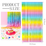 3Pack Pastel Rainbow Foil Fringe Backdrops, Party Decorations for Bachelorette & Holidays