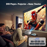 Bluetooth Projector With Dvd Player Built In, 1080P Mini Projector, Portable Dvd Projector For Outdoor Movies, Compatible With Smartphone/Pc/Tv Stick/Hdmi/Usb/Tf