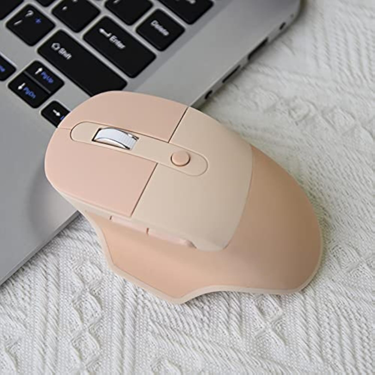Ergonomic 2.4G & Bluetooth Dual Mode Wireless Mouse With Pu Cover, Soundless Keys, Candy Colors, Compatible With Notebook, Pc, Tablet, Smartphone (Milk Tea)