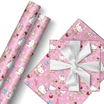 Wrapping Paper 2 Rolls 43 Cm X 3 M Wrapping Paper Wrap Pack For Children'S Birthday Party Storage Festive Decoration (Pink)