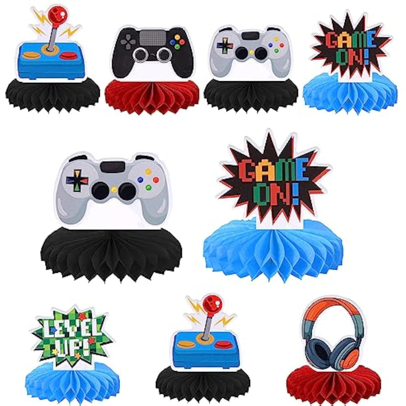 6 Pcs Video Game Honeycomb Table Centerpiece Game On Controllers Gamepad Table Toppers Centerpieces Decro For Game Theme Baby Shower Kids Boys Girls Birthday Party Table Decorations Supplies