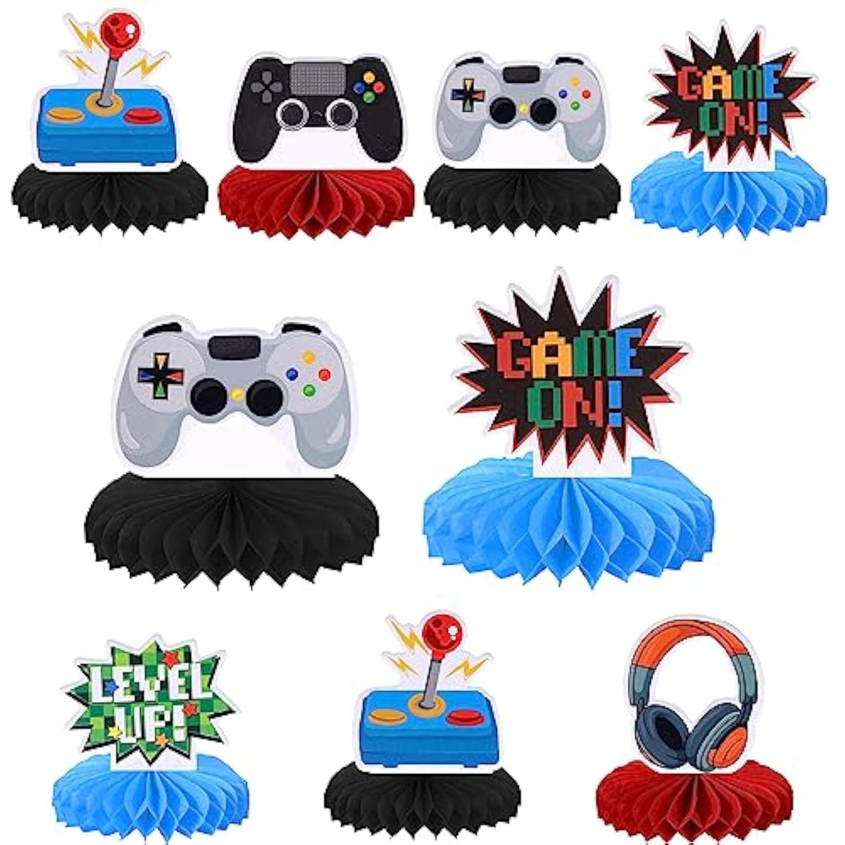 6pcs Video Game Honeycomb Centerpieces for Kids' Birthday & Baby Shower Party Decor