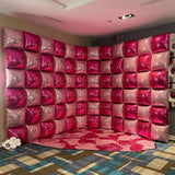 Hot Pink And Rose Double Sided Square Foil Balloons Wall,19 Inches Pink Metallic Foil Balloons Tunnel Arch Kit For Girls Bachelorette,Wedding,Anniversary,Birthday Party Background Decoration