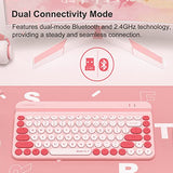 Fbk30 Multi-Device Quietkey Wireless Keyboard, 2.4G And Bluetooth Dual Mode, Up To 4 Devices, Portable With Integrated Stand For Mac Ios Windows Android (Raspberry)