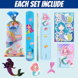 146Pcs Mermaid Party Favors 12 Pack Birthday Party Supplies, Little Mermaid Stationery Set Baby Shower Goodie Bag Stuffers Classroom Rewards For Kids Pinata Fillers