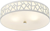 12 Inch Modern Flush Mount Ceiling Light White Metal Frosted Glass 2 Light Fixture