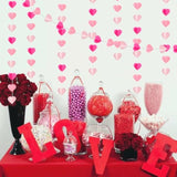 5 Packs Rose Pink 3D Love-Heart-Shaped Garland Hanging Banner For Galentine'S Day Anniversary Valentine'S Day Decoration Engagement Wedding Baby Bridal Shower Birthday Party Supplies(49Ft)