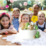 Boho Ball Cake Toppers Green, Gold, & White Grass Insert Decor for Parties