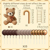 Beige brown bear cake topper with boho balls for baby shower and birthday cake décor