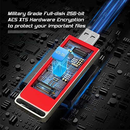 Innplus Secure Flash Drive 256-Bit, 64Gb Encrypted Usb 3.0 Flash Drive, Password Protected, Compatible For Mac/Windows/Linux/Embedded System - Orange